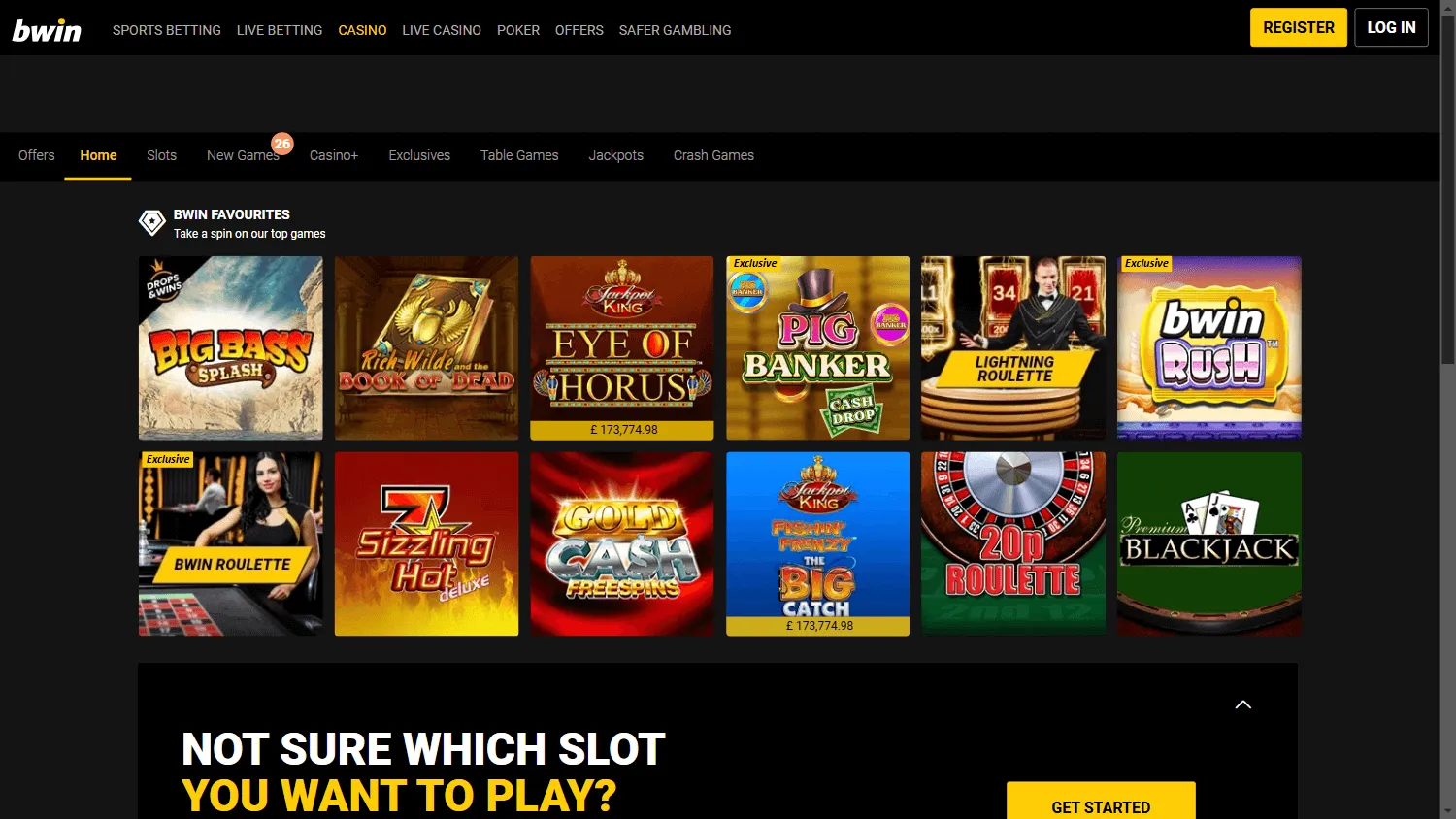 Bwin Casino desktop promotions screen with welcome and deposit offers